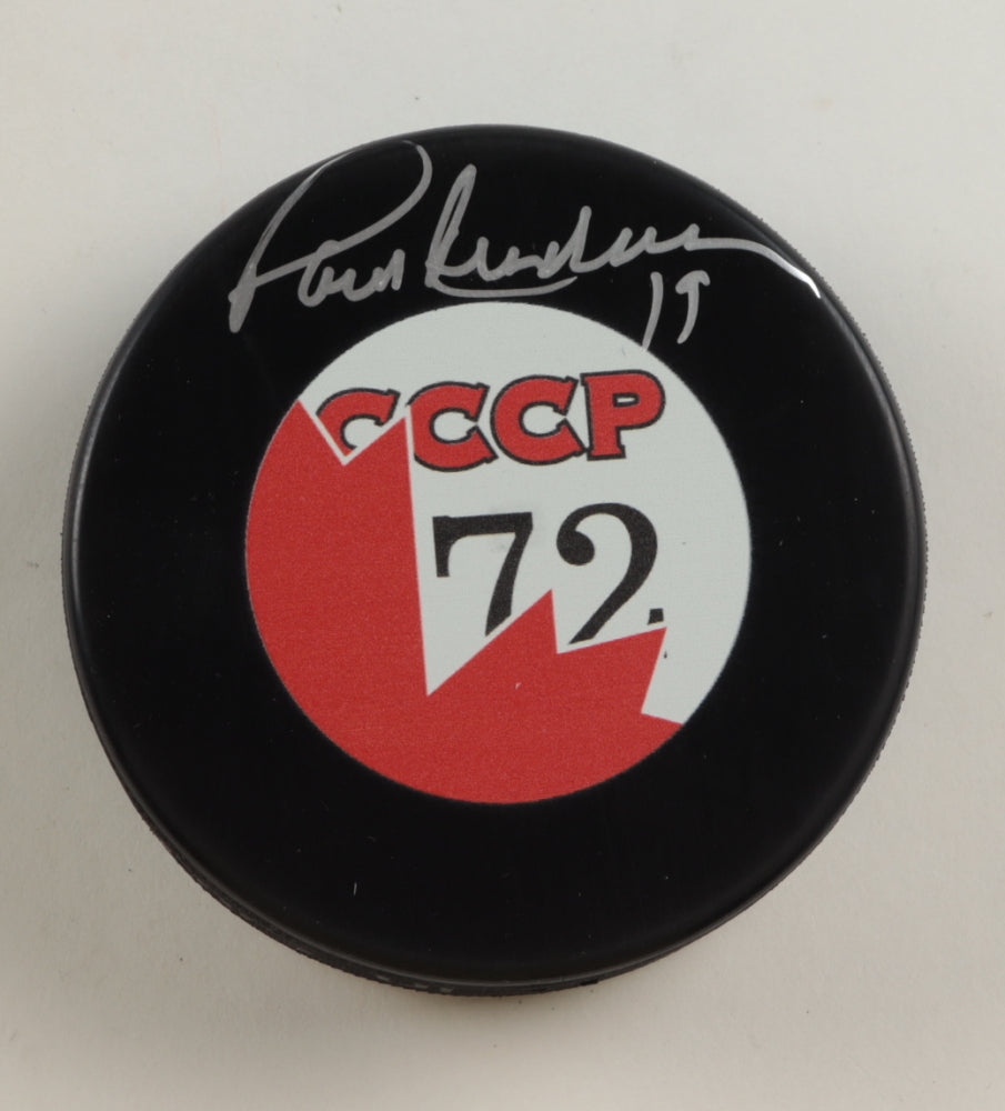 Paul Henderson Signed 1972 Summit Series Logo Hockey Puck (COJO)