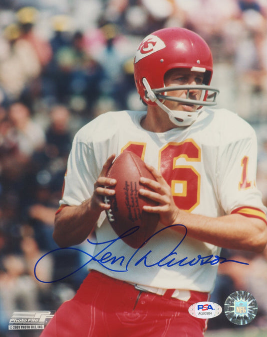 Len Dawson Signed Chiefs 8x10 Photo (PSA COA)