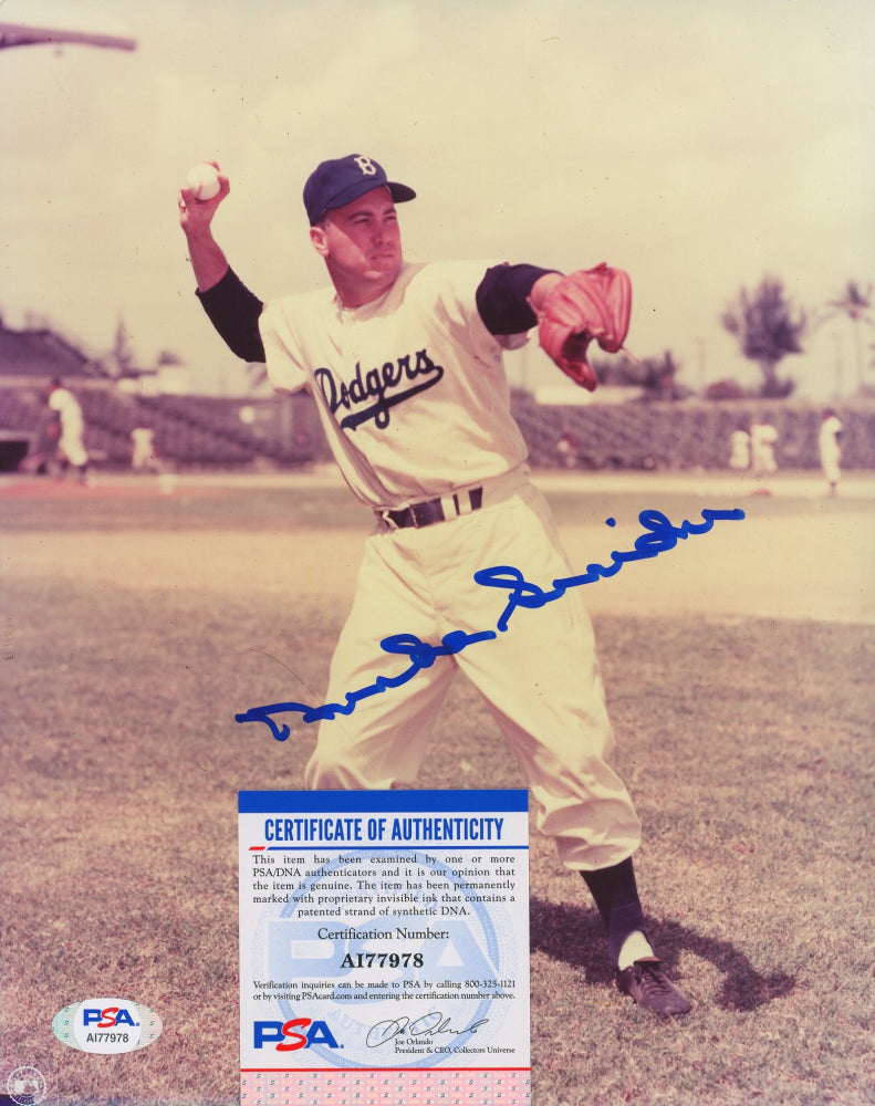 Duke Snider Signed Dodgers 8x10 Photo (PSA COA)