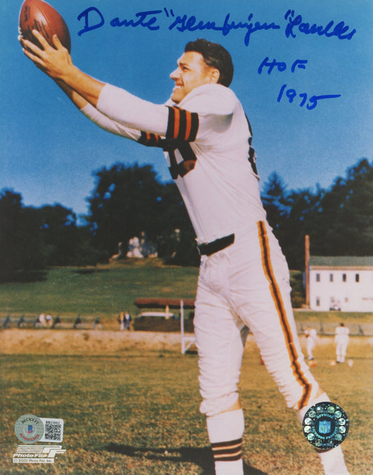 Dante "Gluefingers" Lavelli Signed (Beckett COA) Browns 8x10 Photo Inscribed "HOF 1975"