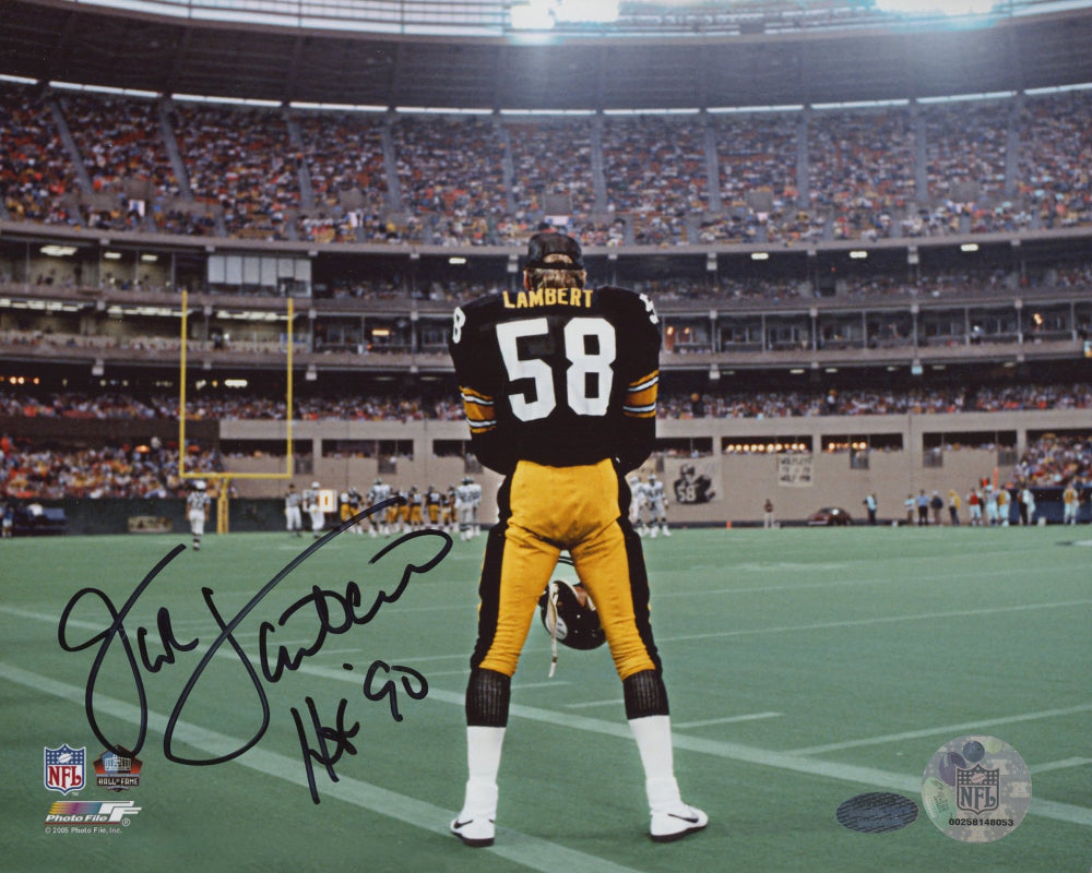 Jack Lambert Signed Steelers 8x10 Photo Inscribed "HOF 90" (Schwartz Sports COA)