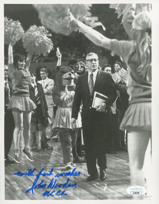 John Wooden Signed UCLA Bruins 8x10 Photo Inscribed "With Best Wishes" & "UCLA"