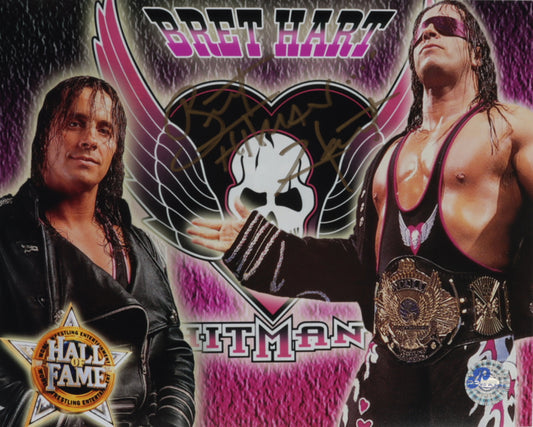 Bret "Hitman" Hart Signed WWE 8x10 Photo (Pro Player Hologram)