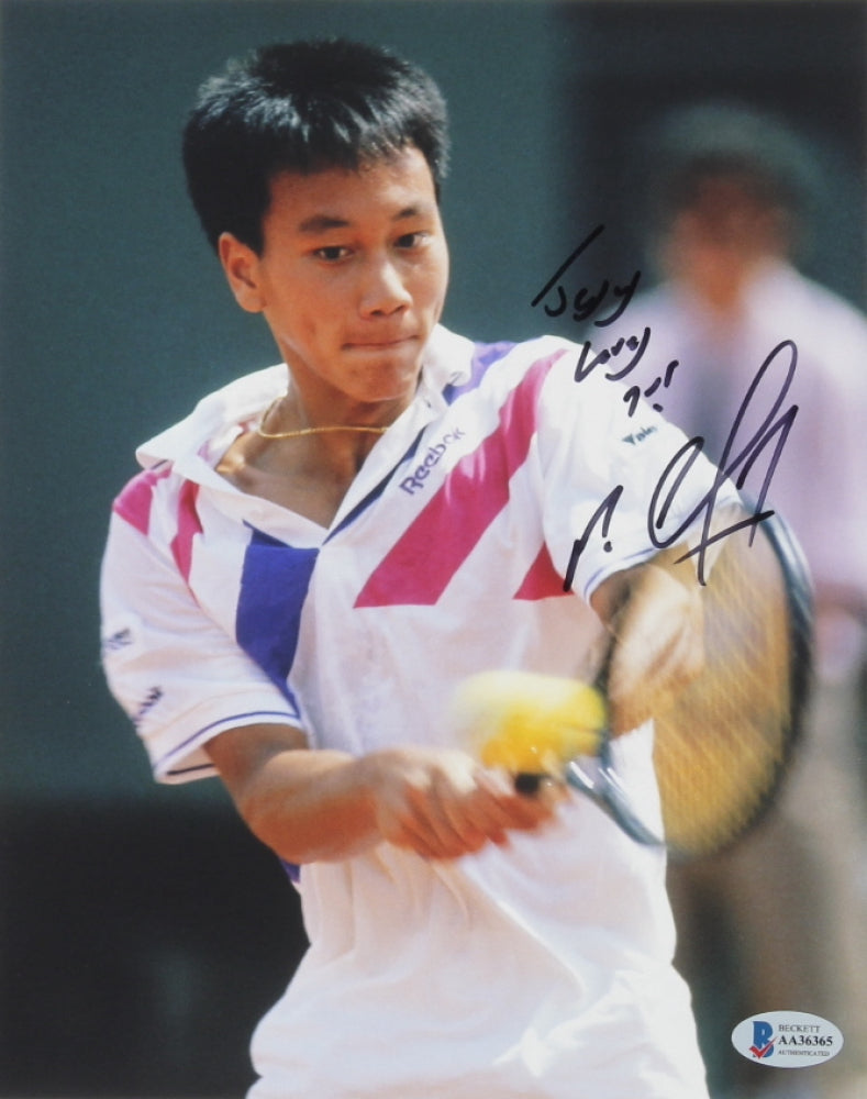 Michael Chang Signed 8x10 Photo with Inscription (Beckett COA)