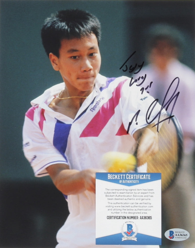 Michael Chang Signed 8x10 Photo with Inscription (Beckett COA)