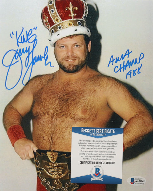 Jerry Lawler Signed (Beckett COA) WWE 8x10 Photo Inscribed "King" & "AWA Champ 1988"