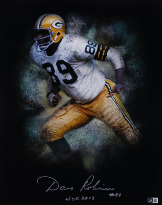 Dave Robinson Signed (Beckett COA) Packers 16x20 Photo Inscribed "HOF 2013"