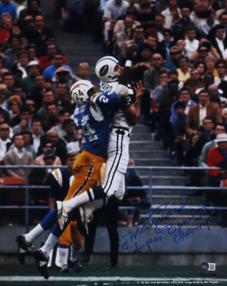 Don Maynard Signed (Beckett COA) Jets 16x20 Matted Photo Inscribed "Super Bowl III Champs"