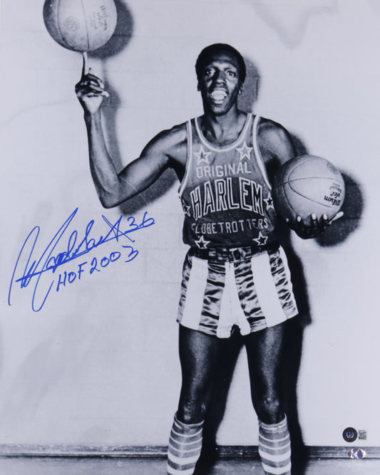 Meadowlark Lemon Signed (Beckett COA) Globetrotters 16x20 Photo Inscribed "HOF 2003"
