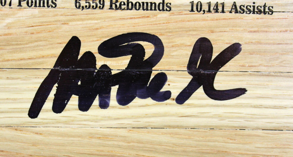 Magic Johnson Signed (Johnson) 6x6 Custom Engraved Wood Floorboard Piece - Beckett Witnessed