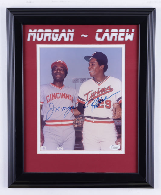 Joe Morgan & Rod Carew Signed 13.5x16.5 Framed Photo (JSA COA)