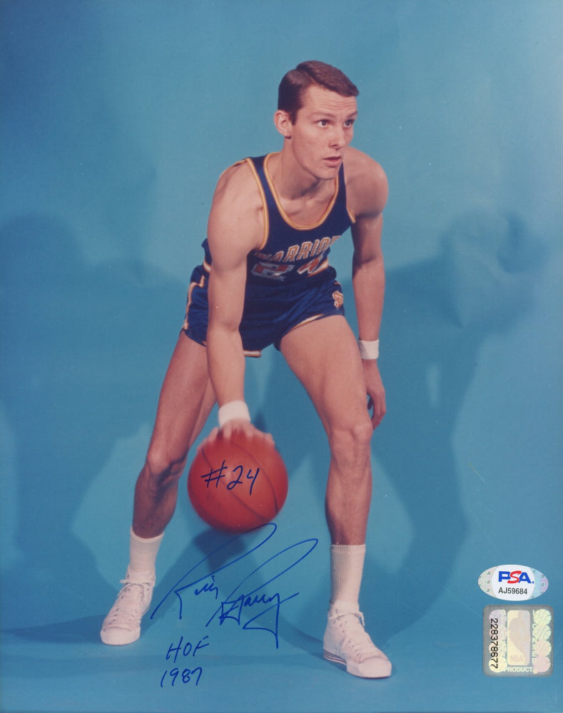 Rick Barry Signed Warriors 8x10 Photo Inscribed "HOF 1987" (PSA COA)