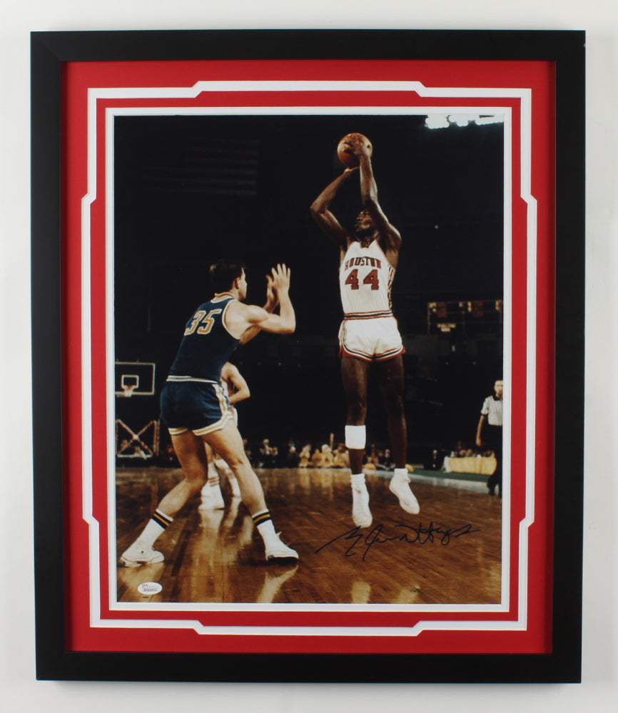 Elvin Hayes Signed Rockets 22x26 Custom Framed Photo Display (JSA COA)