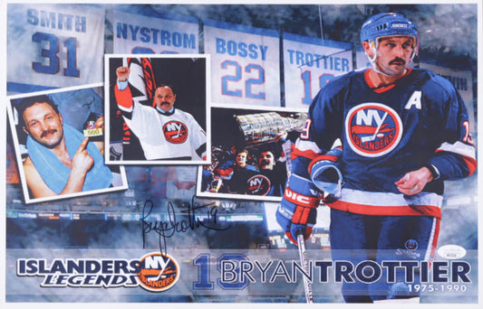 Bryan Trottier Signed Islanders 11x17 Photo (JSA COA)