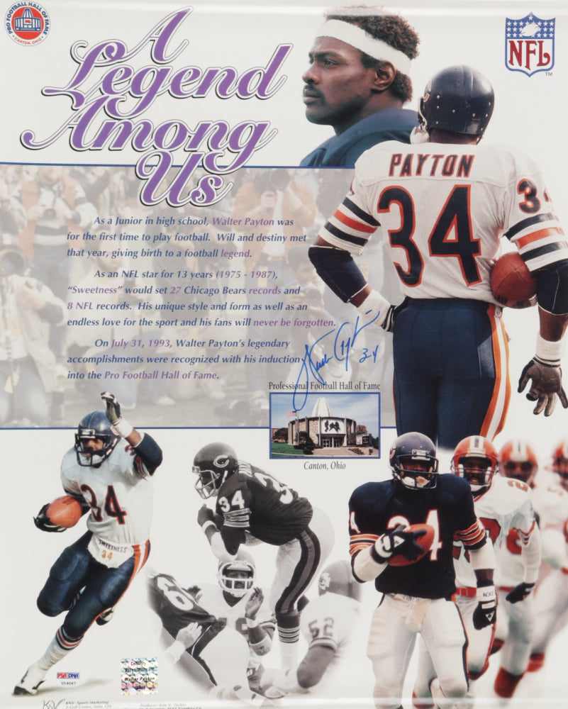 Walter Payton Signed Bears 16x20 Poster (PSA LOA)