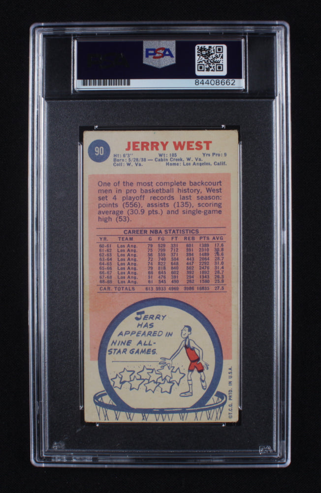 Jerry West Signed 1969-70 Topps #90 Basketball Card - Autograph Graded PSA 10