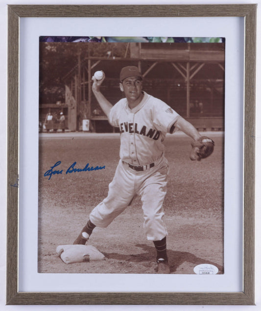 Lou Boudreau Signed (JSA Hologram) Indians 10x12 Custom Framed Photo Display