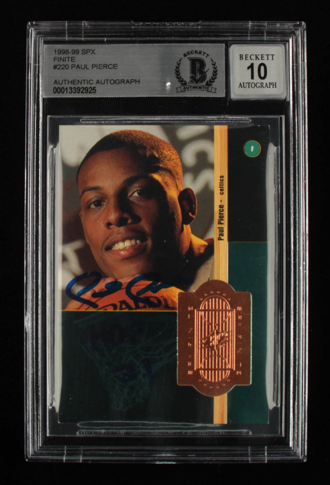 Paul Pierce Signed 1998-99 SPx Finite #220 Inscribed "HOF 21" Serially Numbered #1936 / 2500 - Autograph Graded BGS 10 - Rookie Card