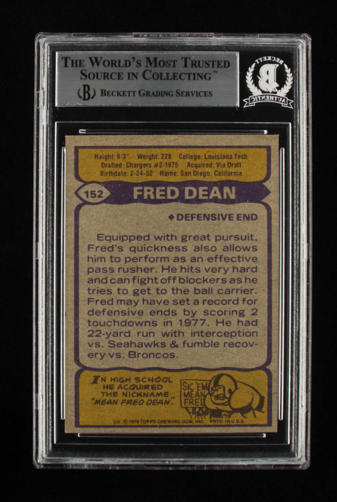 Fred Dean Signed 1979 Topps #152 Inscribed "HOF 08" (BGS Encapsulated)