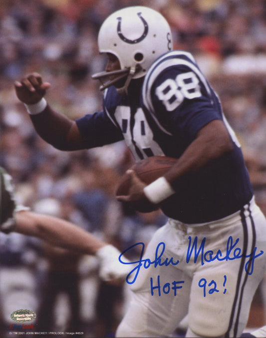 John Mackey Signed Colts 8x10 Photo Inscribed "HOF 92!" (Schwartz COA)