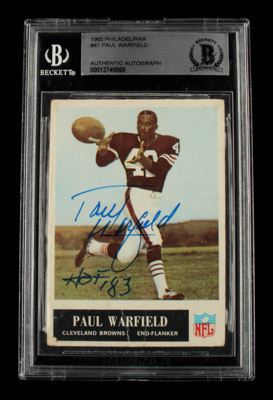 Paul Warfield Signed 1965 Philadelphia #41 Inscribed "HOF '83" (BGS) - Rookie Card