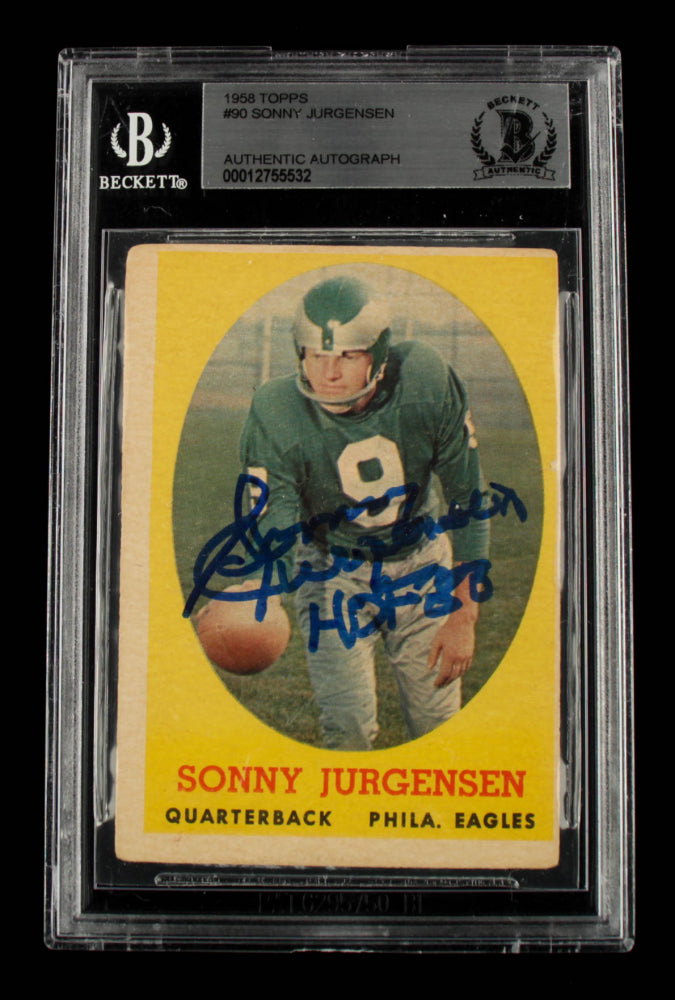 Sonny Jurgensen Signed 1958 Topps #90 RC Inscribed "HOF '88" (BGS) - Rookie Card