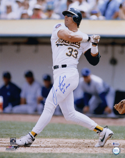 Jose Canseco Signed (Beckett COA) Athletics 16x20 Photo Inscribed "40/40, 88 MVP"