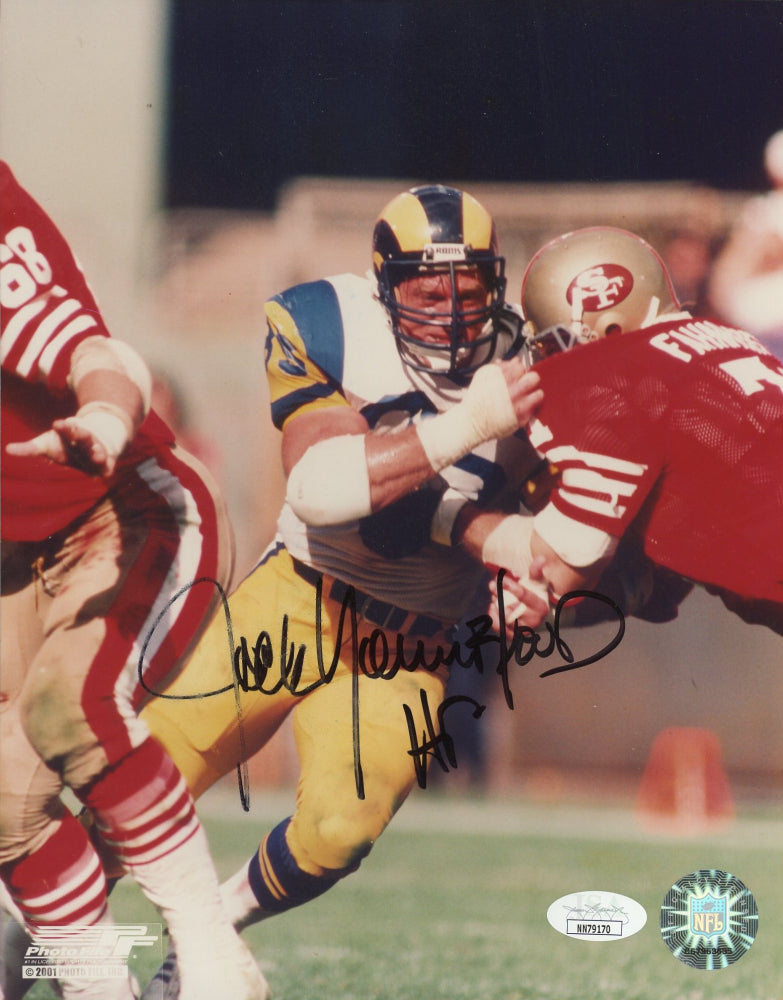 Jack Youngblood Signed (JSA COA) Los Angeles Rams 8x10 Photo Inscribed "HF"