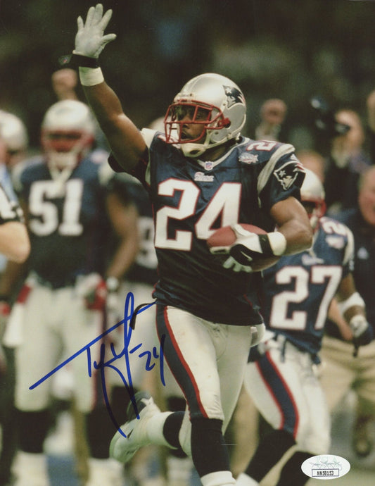 Ty Law Signed Patriots 8x10 Photo (JSA COA)