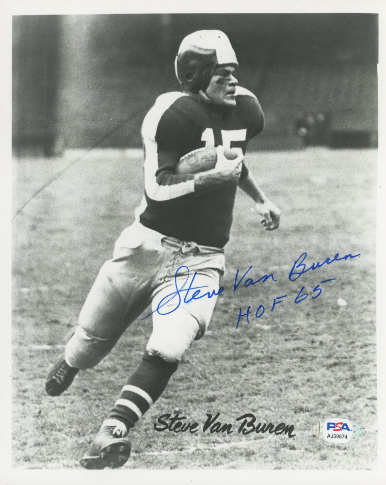 Steve Van Buren Signed Eagles 8x10 Photo Inscribed "HOF 65" (PSA COA)