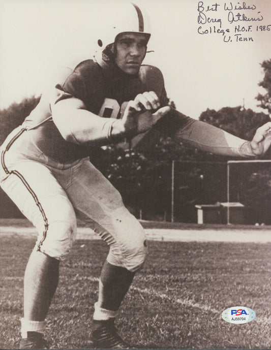 Doug Atkins Signed (PSA COA) Tennessee Volunteers 8x10 Photo Inscribed "Best Wishes", "College H.O.F. 1985" & "U. Tenn"