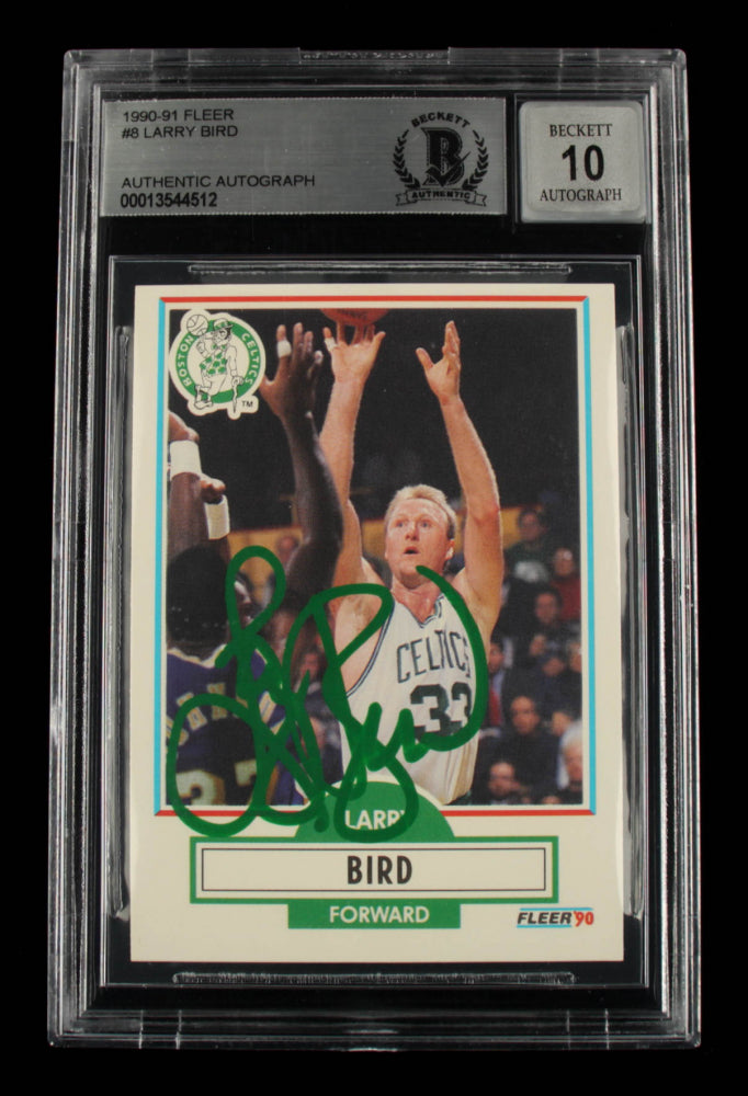 Larry Bird Signed 1990-91 Fleer #8 - Autograph Graded Beckett (BGS) 10