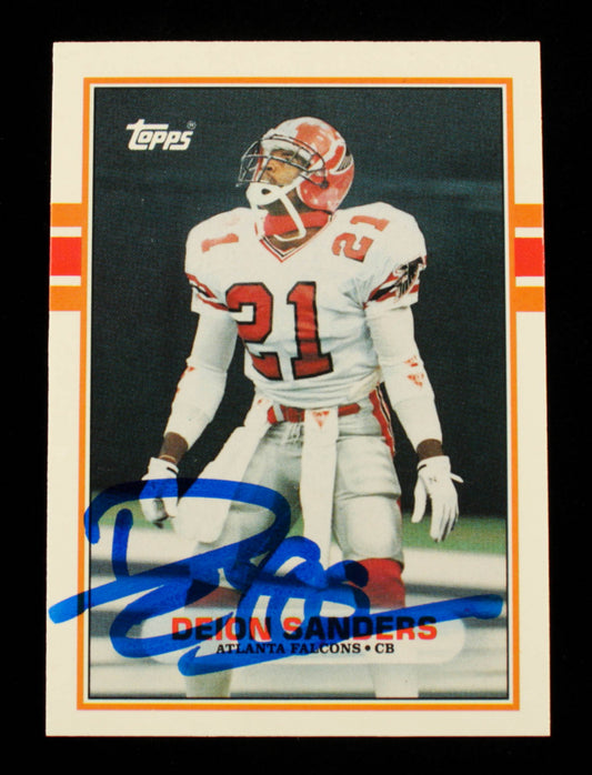 Deion Sanders Signed 1989 Topps Traded #30T (Beckett Hologram) - Rookie Card