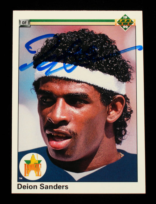 Deion Sanders Signed 1990 Upper Deck #13 (Beckett Hologram) - Rookie Card