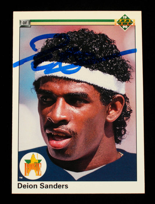 Deion Sanders Signed 1990 Upper Deck #13 (Beckett Hologram) - Rookie Card