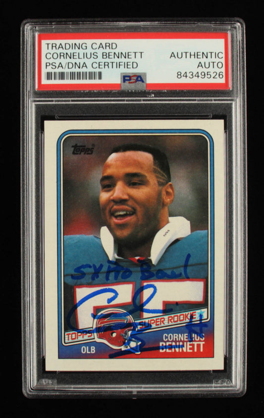 Cornelius Bennett Signed 1988 Topps #230 - Inscribed "5x Pro Bowl" (PSA Encapsulated) Rookie Card