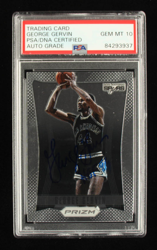 George Gervin Signed 2012-13 Panini Prizm #191 Inscribed "HOF 96" - Autograph Graded PSA 10