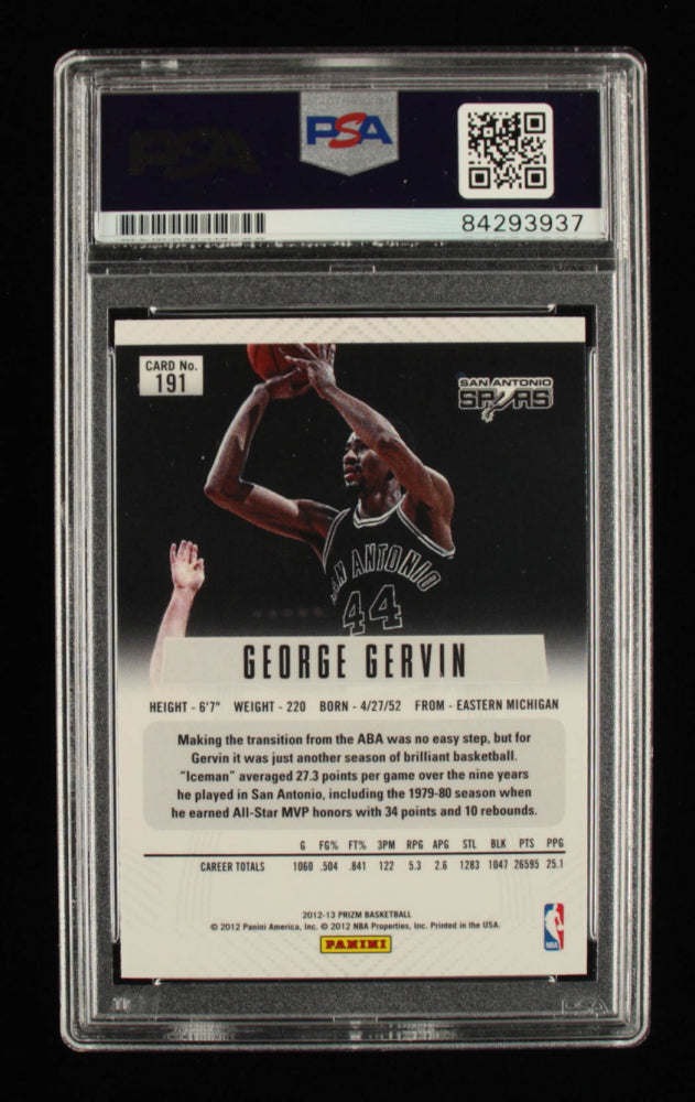 George Gervin Signed 2012-13 Panini Prizm #191 Inscribed "HOF 96" - Autograph Graded PSA 10