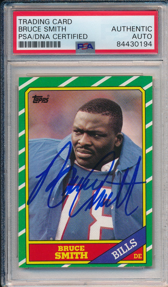 Bruce Smith Signed 1986 Topps #389 (PSA) - Rookie Card