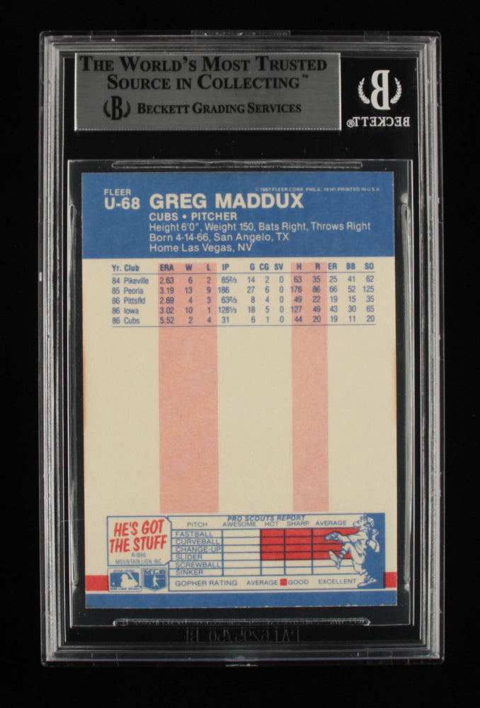 Greg Maddux Signed 1987 Fleer Update #68 XRC (BGS) - Rookie Card