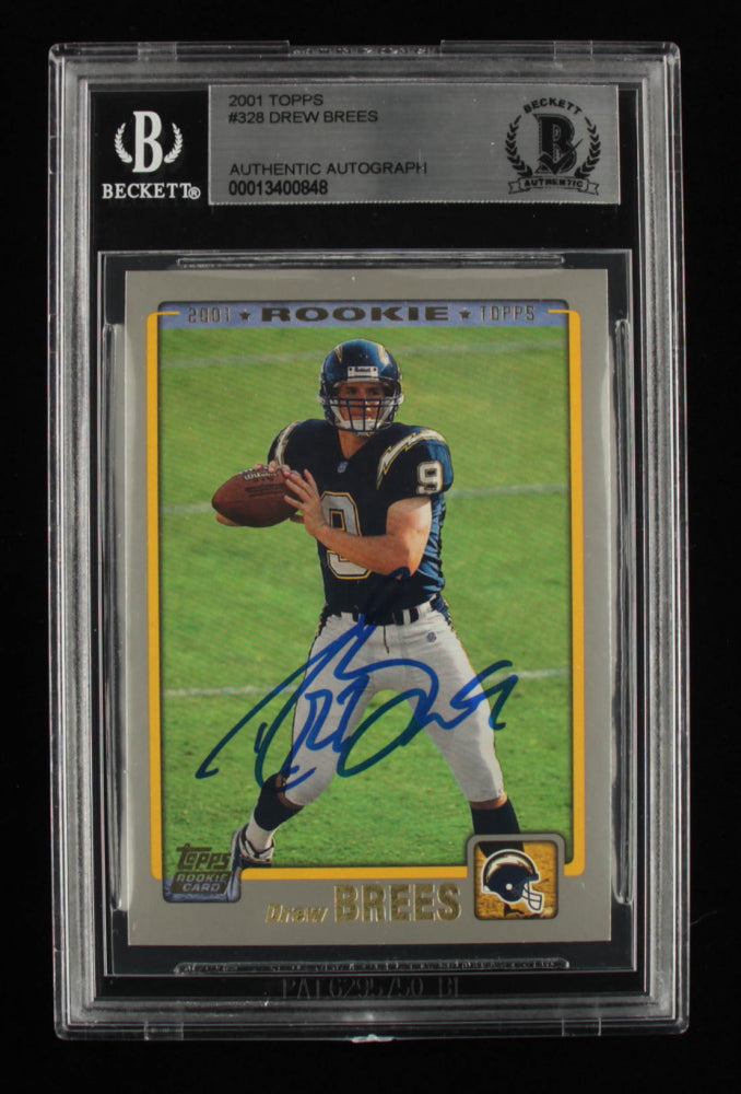 Drew Brees Signed 2001 Topps #328 (BGS) - Rookie Card