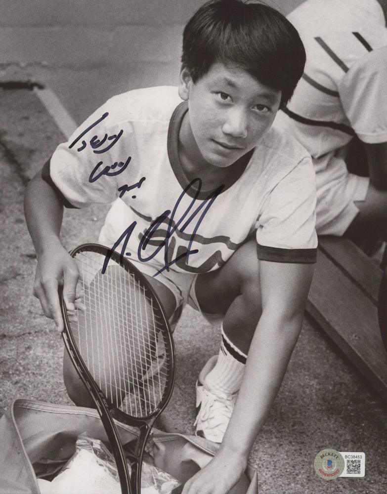 Michael Chang Signed (Beckett COA) 8x10 Photo Inscribed "Jesus Loves You"