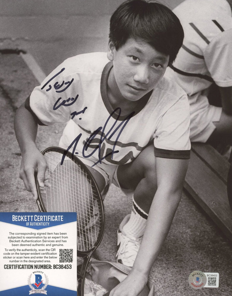 Michael Chang Signed (Beckett COA) 8x10 Photo Inscribed "Jesus Loves You"