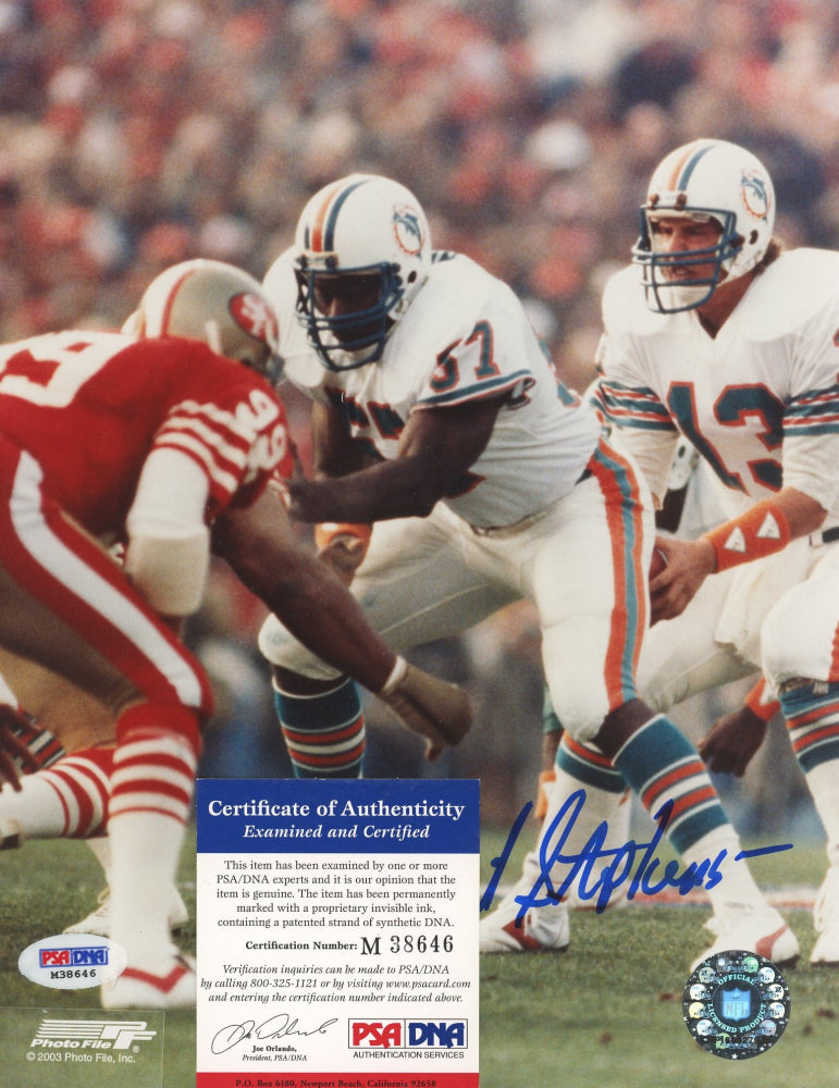 Dwight Stephenson Signed Dolphins 8x10 Photo (PSA COA)