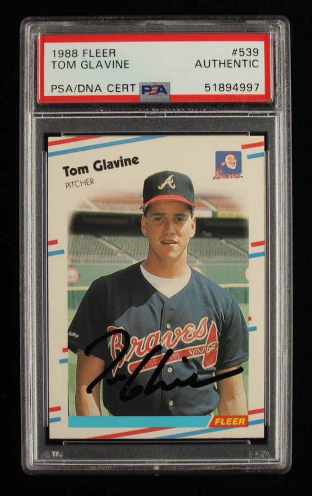 Tom Glavine Signed 1988 Fleer #539 (PSA) - Rookie Card