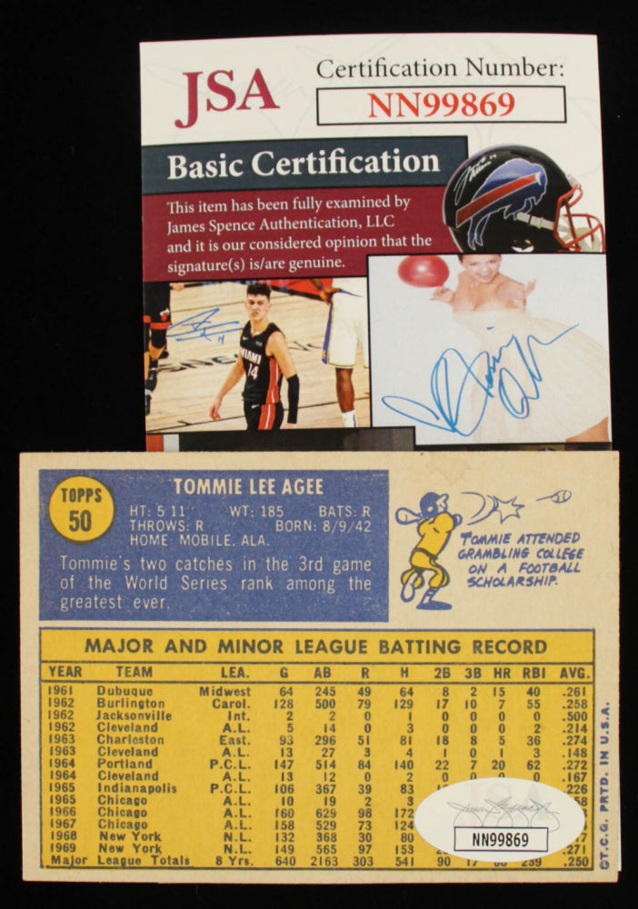 Tommie Agee Twice-Signed 1970 Topps #50 (JSA COA)