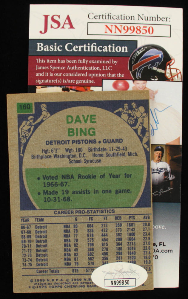 Dave Bing Signed 1975-76 Topps #160 DP (JSA COA)