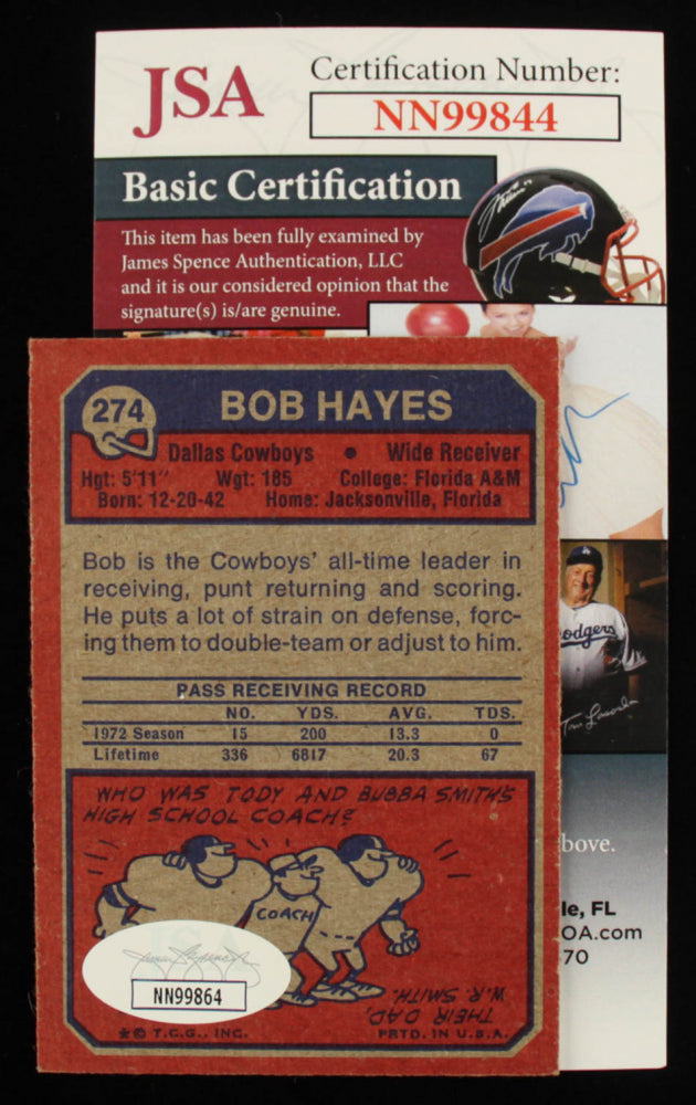 Bob Hayes Signed 1973 Topps #274 (JSA COA)