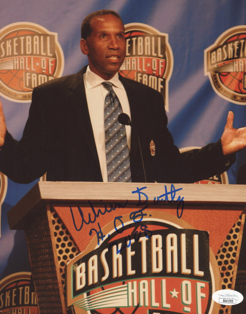 Adrian Dantley Signed (JSA COA) Kansas Jayhawks 8x10 Photo Inscribed "H.O.F. 2008"