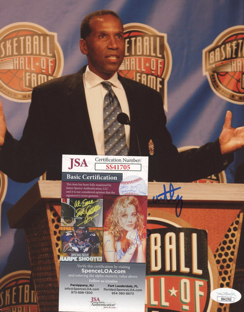 Adrian Dantley Signed (JSA COA) Kansas Jayhawks 8x10 Photo Inscribed "H.O.F. 2008"